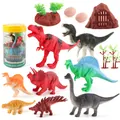 Set di dinosauri giocattolo con secchiello portatile inclusi T-Rex e vari accessori - 1344 Barattolo Grande Rotondo Da 348 G