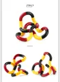 Macro detail of tricolor twistable sensory fidget toy segments in red yellow and black - Wacky Rope Red Black Yellow