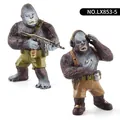 Mini gorilla action figures with combat weapons and tactical gear in solid model set - Submachine Gun and Tactical Belt Style (LX853-5)