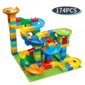 DIY colorful marble run building blocks set with 174 pieces and emoji rolling balls - 064 Track Building Blocks 174pcs 0.6kg