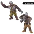 Miniature gorilla combat figures with tactical gear and bazooka in wild forest style - Bazooka and Throwing Pose Style (LX853-6)