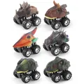 Set of 6 dinosaur pull-back toy racing cars featuring Tyrannosaurus and Triceratops models - A Set Of 6 Weighs 247.2g.