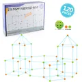 Set tenda castello DIY da 120 pezzi per bambini con aste blu e sfere colorate - Stile Poligono (508-4)