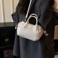 Chic beige lychee grain leather tote bag with drawstring knots and a slim shoulder strap - Gray