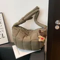Olive green quilted cloud crossbody bag with soft padded strap and cute bear charm - Without Pendant / Green