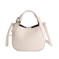 Sac seau chic en cuir blanc crème avec poignée supérieure et fine bandoulière - Sans pendentif / Blanc Cassé