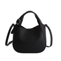 Sac seau noir pour femme en cuir grainé avec poignées et bandoulière réglable pratique - Sans pendentif / Noir