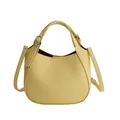 Sac seau en cuir grainé jaune avec poignée supérieure et bandoulière réglable - Sans pendentif / Jaune