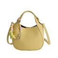 Sac seau jaune vif en cuir grainé avec poignée supérieure et breloque florale - Avec Pendentif Fleur / Jaune