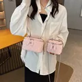 Pink quilted leather chain box bag for women, chic vintage crossbody shoulder purse - Large / Pink
