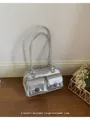 Sac bandoulière vintage argenté métallisé avec deux poches à boucles et anses - Sans pendentif / Argent