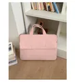 Pink quilted laptop handbag for women with vertical stitching and padded handles - Light Pink