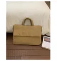 Quilted khaki laptop handbag with top handles and front flap pocket for daily commute - Khaki