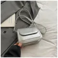 Chic silver crossbody bag with a trendy crinkle texture and adjustable strap for women - No Pendant / Silver