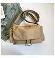 Borsa a tracolla in tela kaki con tracolla regolabile e dettaglio coulisse casual - Cachi
