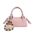 Pink Boston barrel bag with top handles and a cute creative gnome doll pendant - Pink (With Pendant)