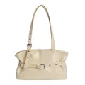 Borsa tote minimalista in pelle crema con cinturino decorativo e ampio interno - Senza Ciondolo / Giallo