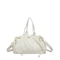Versatile white pleated tote bag with drawstring closure and adjustable strap - Off White