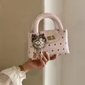Sac à main rose à pois avec fermoir doré et pendentif monstre en peluche doux - Sans pendentif / Rose