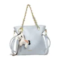 Borsa a secchiello trapuntata azzurra da donna con ciondolo a forma di pony in pelle - Stile Portachiavi / Blu