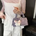 Sac seau lavande grande capacité en similicuir avec charme lapin et logo métallique - Avec Pendentif / Violet