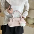 Sac seau rose grande capacité avec charm chien en peluche pour la mode de 2026 - Avec Pendentif / Rose
