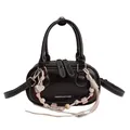 Borsa bowling minimalista in pelle marrone scuro con stampa bianca e ciondolo corda - Caffè Nero