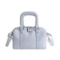Minimalist light grey blue Boston pillow bag with silver hardware and shoulder strap - Style Without Charm / Blue
