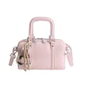 Light pink mini Boston pillow bag in synthetic leather with decorative bag charms - With Pendant Style / Pink