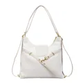 Witte vintage gewaxte leren tote rugzak met grote capaciteit en gouden hardware - Broken Wit
