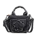 Vintage dark washed denim tote bag with star detail and adjustable crossbody strap - Black