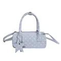 Light blue polka dot bowling bag with a star charm and detachable shoulder strap - Blue