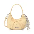 Sac bandoulière croissant jaune pâle avec étoiles argentées et détail de nœud - Style pendentif / Jaune (Avec Pendentif)