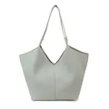 Green lychee texture tote bag with V-cut design and dual straps for daily commuting - Blue
