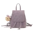 Minimalist light purple backpack with drawstring flap and a cute plush bear charm - With Pendant / Purple