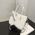 White lychee texture leather small square handbag with silk scarf and gold hardware - White