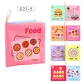 Baby early learning cloth book with food theme and dual language numbers on pink cover - Food Cognition (021-5)