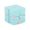 Blue fidget infinity cube puzzle with pink hinges for stress relief and focus - Infinity Cube Blue