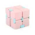 Pink and blue infinity cube stress relief toy with folding mechanism on white background - Infinity Cube Pink
