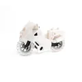 White building block motorcycle with transparent tires and DIY expandable connection ports - Style A / White