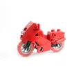 Red large-particle building block motorcycle toy with grey hubs and plastic texture - Style A / Red
