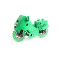 Green building block motorcycle toy with translucent wheels for kids DIY play - Style A / Green