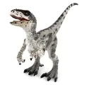 Detailed close-up of realistic Velociraptor skin texture and sharp claws on a dinosaur model - Grey & White Spotted / Off-White