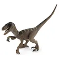 Realistic brown Velociraptor dinosaur model toy with detailed texture and stripes - Velociraptor Style (JZD010)