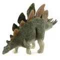 Realistic Stegosaurus dinosaur toy figure with green back and brown plates on white background - Green