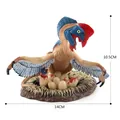 Realistisch Oviraptor dinosaurusmodel met nest en eieren, 14cm lengte PVC beeldje - Blauw
