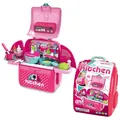Rosa 2-in-1 Kinderküchen-Spielset, das sich in einen Rucksack verwandeln lässt - Küchenrucksack (008-961A) / 0.66kg