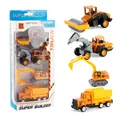 Professional set of 4 mini die-cast alloy construction toy vehicles in retail window box - 500A Four Item Style (500A)
