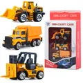 Miniature yellow die-cast construction vehicle set with loader, dumper and forklift toy - Loader And Dump Truck And Forklift Style (K143A21B)