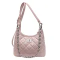 Rosa Gesteppte Umhängetasche, Schicke Ketten-Crossbody-Tasche mit Drehverschluss für Damen - Rosa